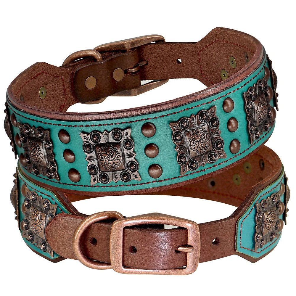 Premium Spiked Leather Dog Collar for Pitbulls & Bulldogs