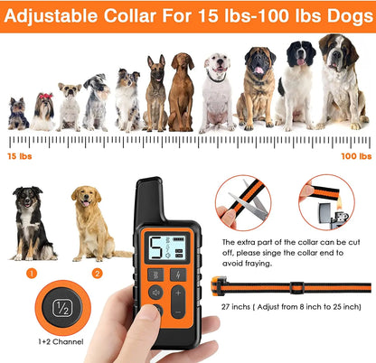 500M Electric Dog Training Collar Waterproof Pet Remote Control Rechargeable Training Dogs Collars with Shock Vibration Sound