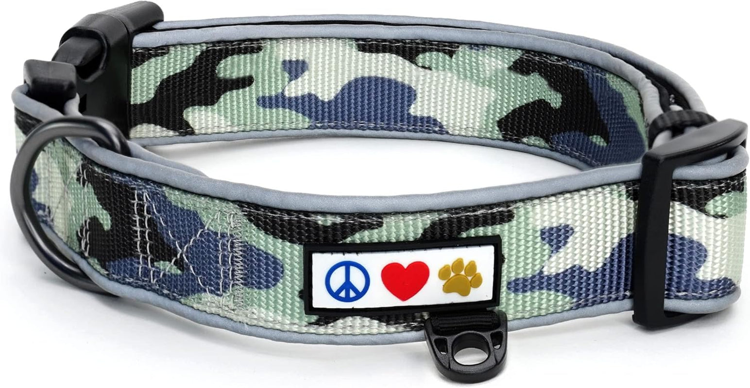 Camo Grey/Black Padded Dog Collar, Large