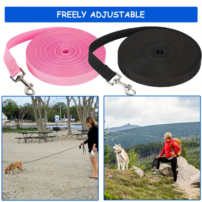 Heavy-Duty Extended Dog Leash | Anti-Tangle Nylon Outdoor Tracking & Recall Lead