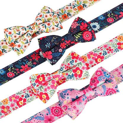Premium Floral Print Dog Collar | Adjustable Nylon Necklace with Removable Bowknot