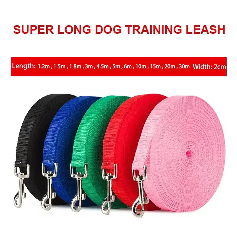 Heavy-Duty Extended Dog Leash | Anti-Tangle Nylon Outdoor Tracking & Recall Lead