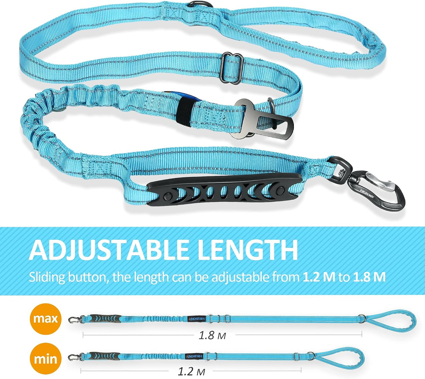 Multifunctional Dog Leash - Red Adjustable, 4-6 FT Strong Bungee for Medium & Large Dogs