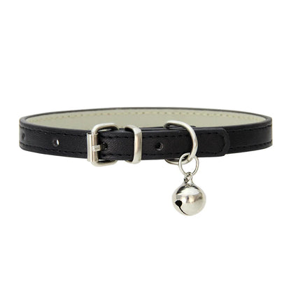 Adjustable PU Leather Cat Collar - Durable, Stylish Pet Collar with Metal Buckle, Soft Padded Design for Small Dogs and Cats -