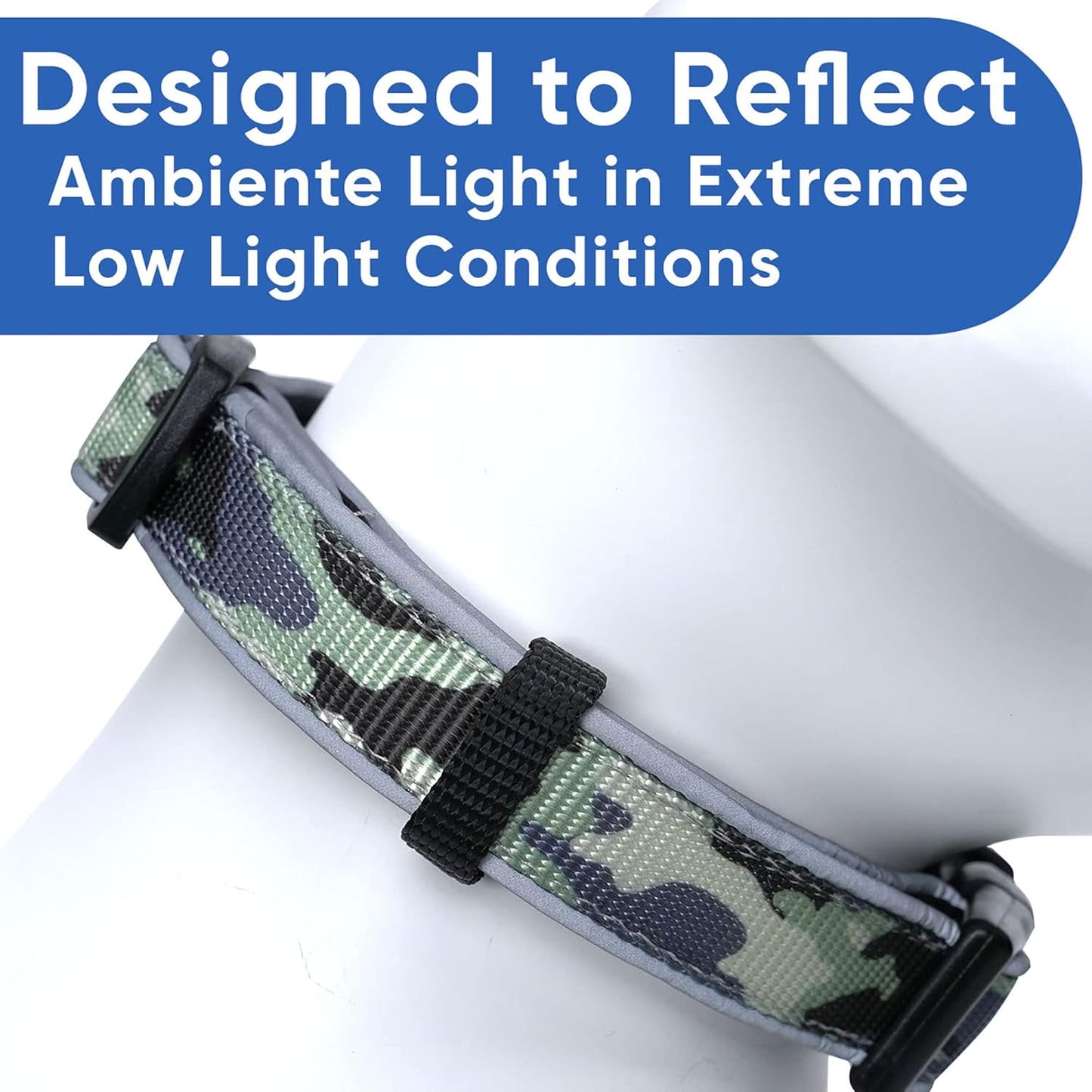 Camo Grey/Black Padded Dog Collar, Large