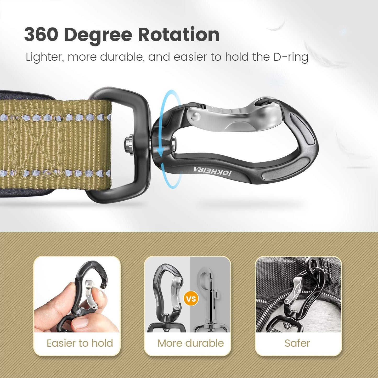 Multifunctional Dog Leash - 4-6 FT Strong Bungee, Car Seatbelt Compatible, Army Green