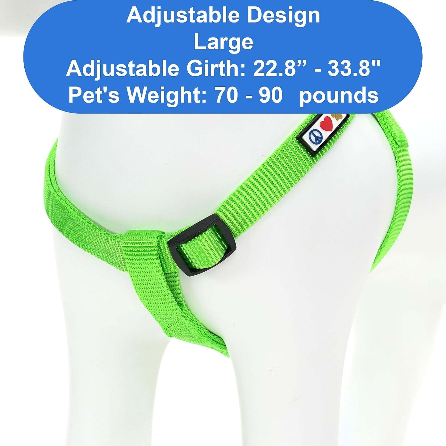 Solid Step-In Dog Harness – Adjustable No-Pull Vest for Puppies to Seniors, Safe & Comfortable L Green