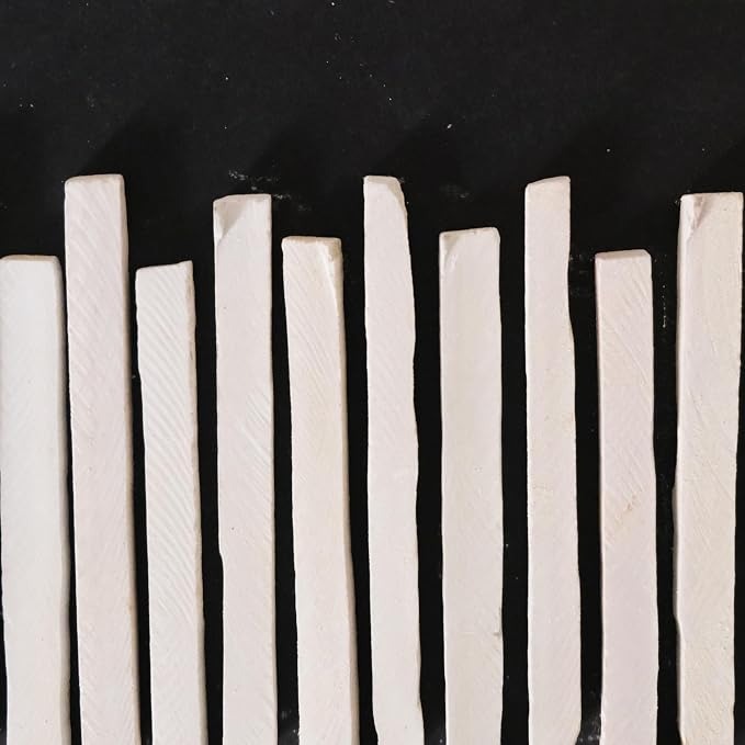 50 Pcs, White Slate Pencils, Cut From Natural Stone, For Writing, Soil removed Edible, Limestone Chalk Sticks for pica, 3 layer packaging