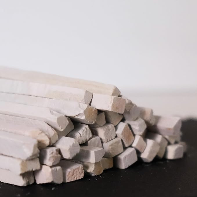 50 Pcs, White Slate Pencils, Cut From Natural Stone, For Writing, Soil removed Edible, Limestone Chalk Sticks for pica, 3 layer packaging
