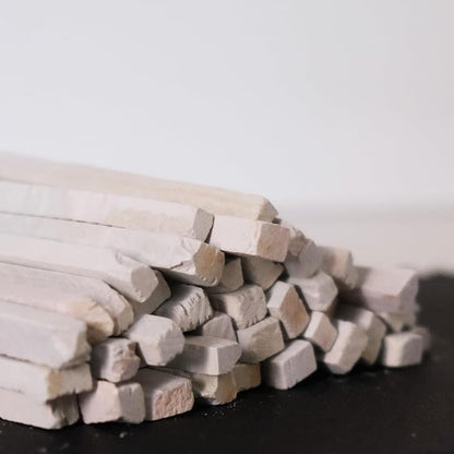 50 Pcs, White Slate Pencils, Cut From Natural Stone, For Writing, Soil removed Edible, Limestone Chalk Sticks for pica, 3 layer packaging