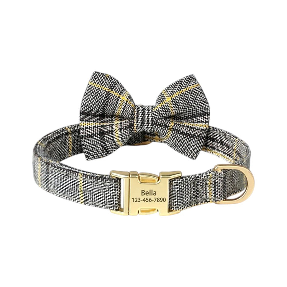 Custom Engraved Dog Collar with Cute Bowknot