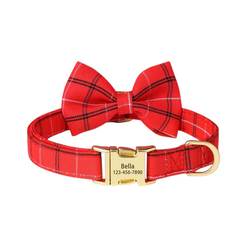 Custom Engraved Dog Collar with Cute Bowknot