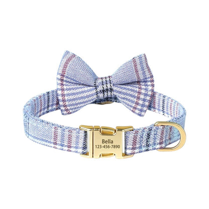 Custom Engraved Dog Collar with Cute Bowknot
