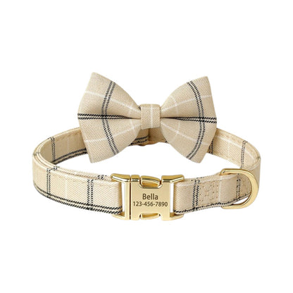 Custom Engraved Dog Collar with Cute Bowknot