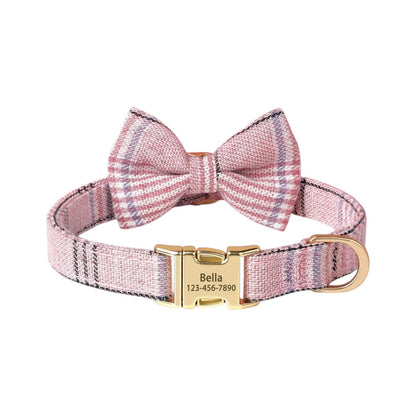 Custom Engraved Dog Collar with Cute Bowknot