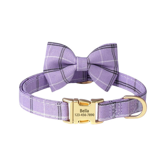 Custom Engraved Dog Collar with Cute Bowknot