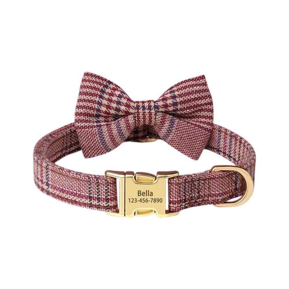 Custom Engraved Dog Collar with Cute Bowknot