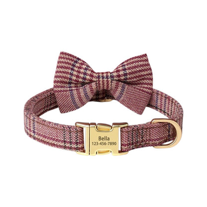 Custom Engraved Dog Collar with Cute Bowknot
