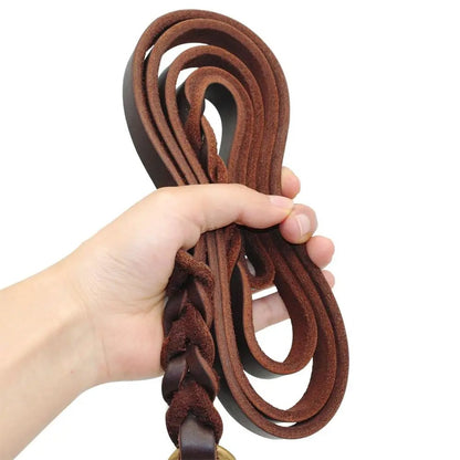 Heavy Duty Leather Dog Leash for Large Dogs German Shepherd Pitbull