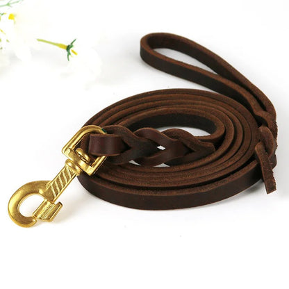 Heavy Duty Leather Dog Leash for Large Dogs German Shepherd Pitbull