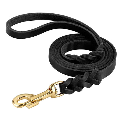 Heavy Duty Leather Dog Leash for Large Dogs German Shepherd Pitbull