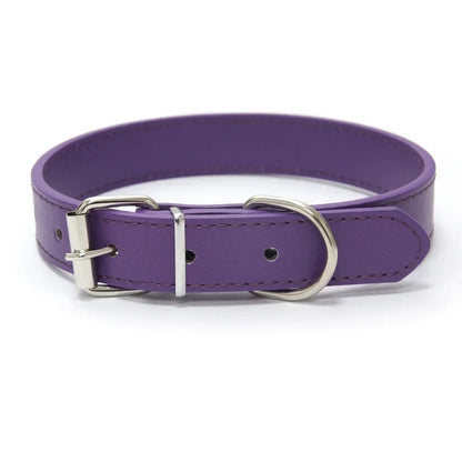Solid Color Leather Pet Collar for Small & Medium Dogs