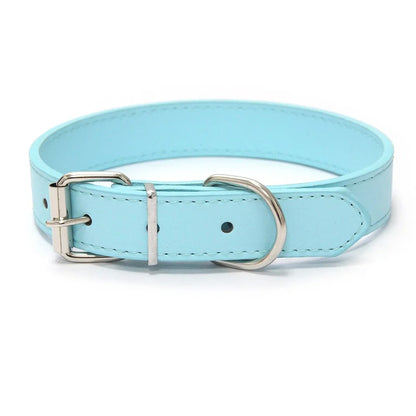 Solid Color Leather Pet Collar for Small & Medium Dogs