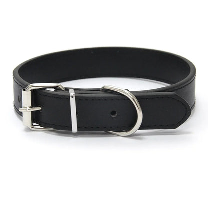 Solid Color Leather Pet Collar for Small & Medium Dogs
