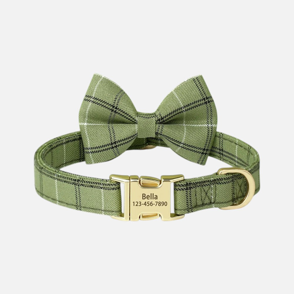 Custom Engraved Dog Collar with Cute Bowknot