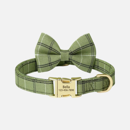 Custom Engraved Dog Collar with Cute Bowknot