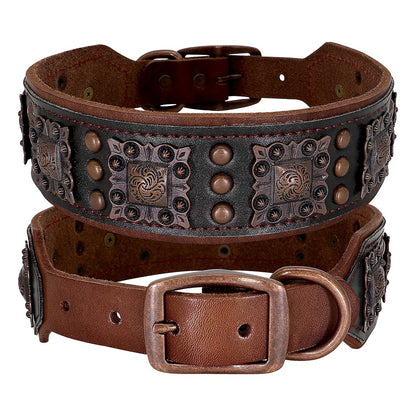 Premium Spiked Leather Dog Collar for Pitbulls & Bulldogs