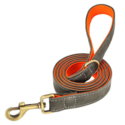 Premium Padded Leather Dog Leash for Large & Medium Dogs