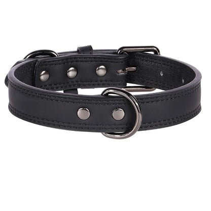 Heavy Duty Genuine Leather Dog Collar for Large Breeds