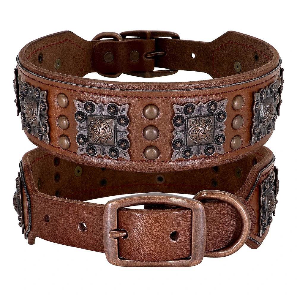 Premium Spiked Leather Dog Collar for Pitbulls & Bulldogs