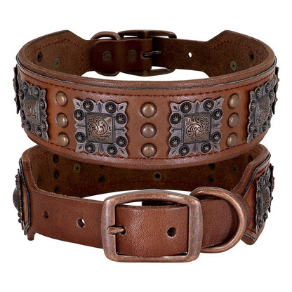 Premium Spiked Leather Dog Collar for Pitbulls & Bulldogs