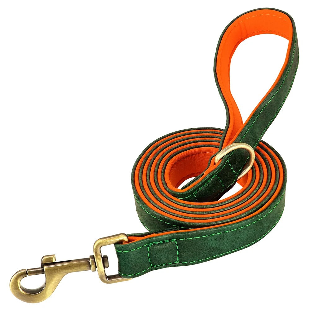 Premium Padded Leather Dog Leash for Large & Medium Dogs