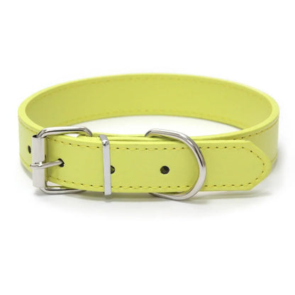 Solid Color Leather Pet Collar for Small & Medium Dogs