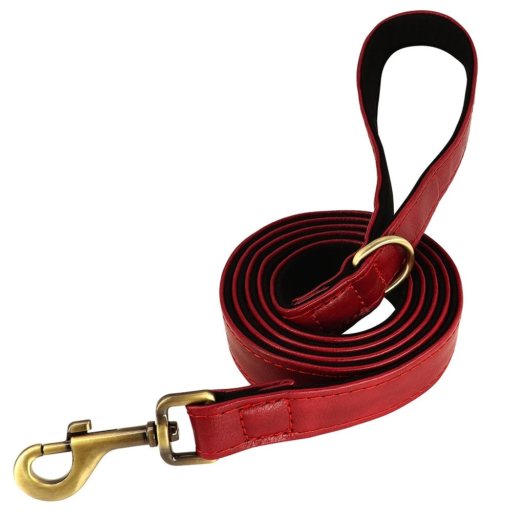 Premium Padded Leather Dog Leash for Large & Medium Dogs