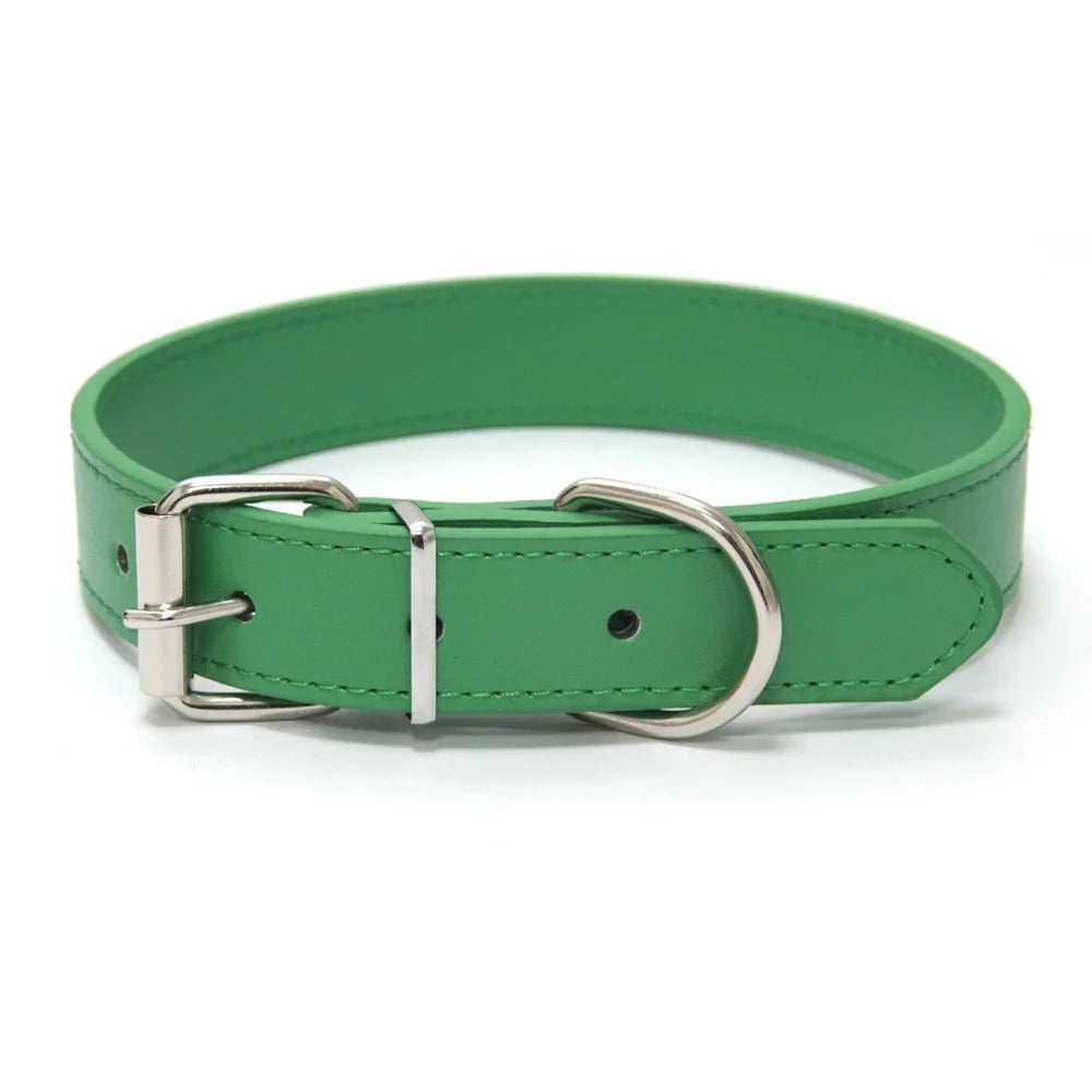 Solid Color Leather Pet Collar for Small & Medium Dogs