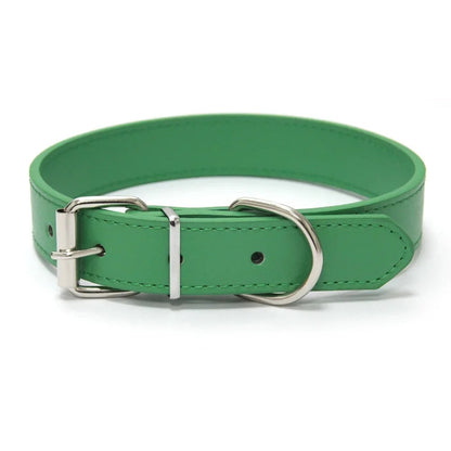 Solid Color Leather Pet Collar for Small & Medium Dogs