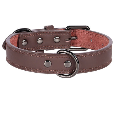 Heavy Duty Genuine Leather Dog Collar for Large Breeds