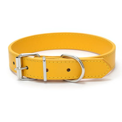 Solid Color Leather Pet Collar for Small & Medium Dogs