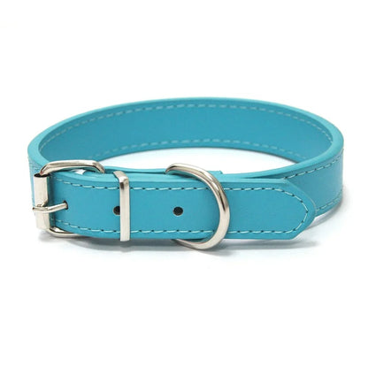 Solid Color Leather Pet Collar for Small & Medium Dogs