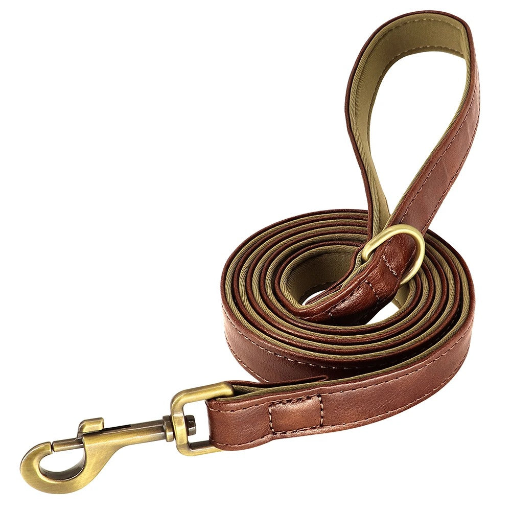 Premium Padded Leather Dog Leash for Large & Medium Dogs