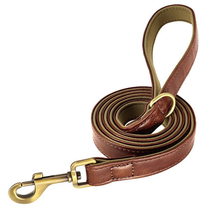 Premium Padded Leather Dog Leash for Large & Medium Dogs