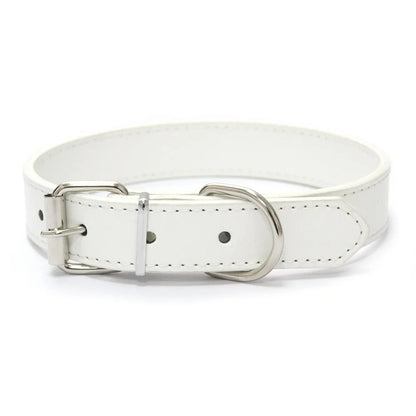 Solid Color Leather Pet Collar for Small & Medium Dogs