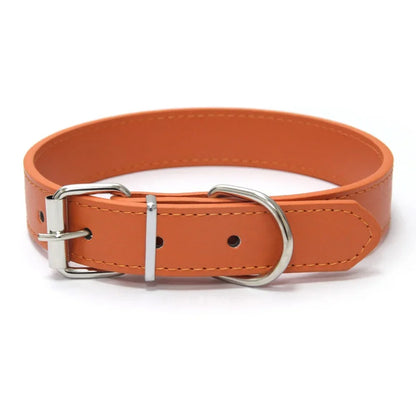 Solid Color Leather Pet Collar for Small & Medium Dogs